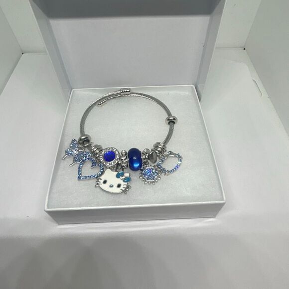 π Sanrio Hello Kitty Blue Charm Bracelet β Adjustable Cable Bangle - Picture 1 of 1